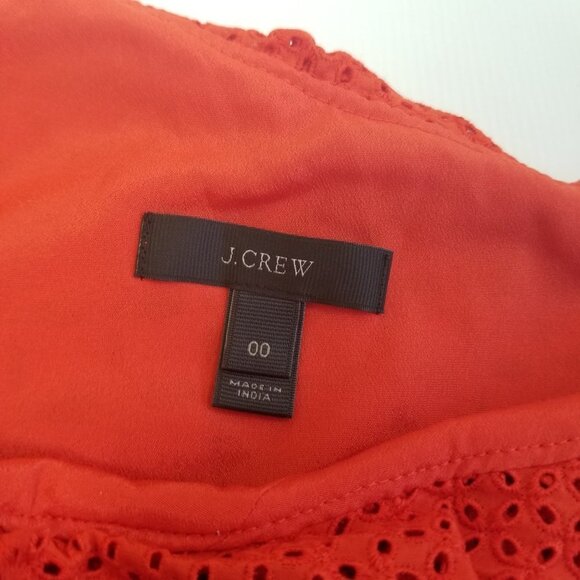 J Crew One Shoulder Eyelet Ruffle Top Size 00 - Picture 3 of 5